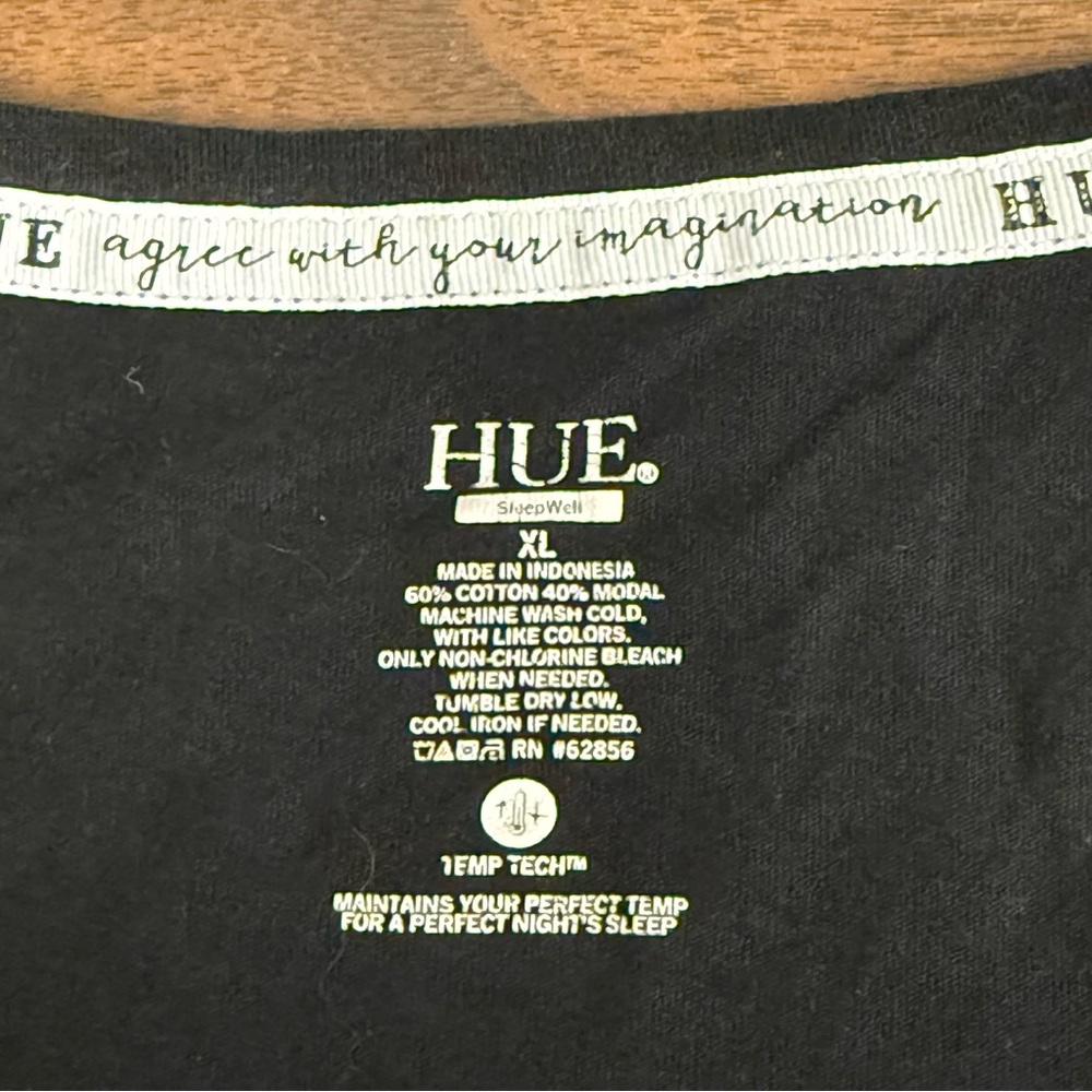 HUE SleepWell Black V-Neck Short Sleeve Tee Shirt Top XL Modal Blend - Picture 5 of 6